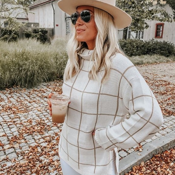 MODA ME COUTURE Sweaters - ON THE GRID TURTLENECK SWEATER